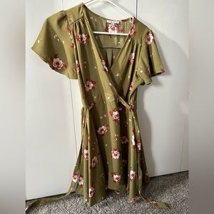 Size Medium Army Green Flower Dress